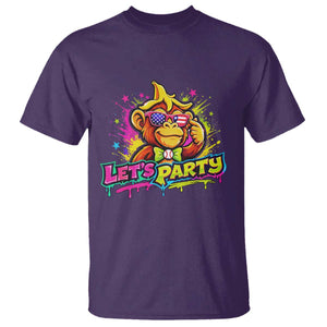 Lets Party Baseball Monkey Colorful Graphic T Shirt American Flag Game Day Fans Ball Party Vibes TS02 Purple Print Your Wear