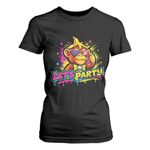 Lets Party Baseball Monkey Colorful Graphic T Shirt For Women American Flag Game Day Fans Ball Party Vibes TS02 Black Print Your Wear