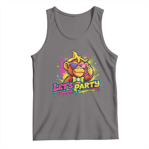 Lets Party Baseball Monkey Colorful Graphic Tank Top American Flag Game Day Fans Ball Party Vibes TS02 Deep Heather Print Your Wear