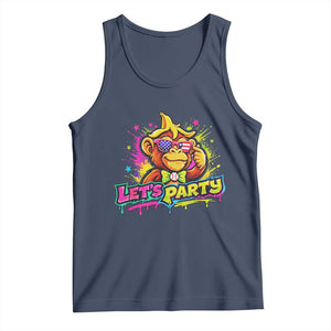 Lets Party Baseball Monkey Colorful Graphic Tank Top American Flag Game Day Fans Ball Party Vibes TS02 Navy Print Your Wear