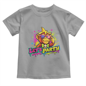 Lets Party Baseball Monkey Colorful Graphic Toddler T Shirt American Flag Game Day Fans Ball Party Vibes TS02 Sport Gray Print Your Wear