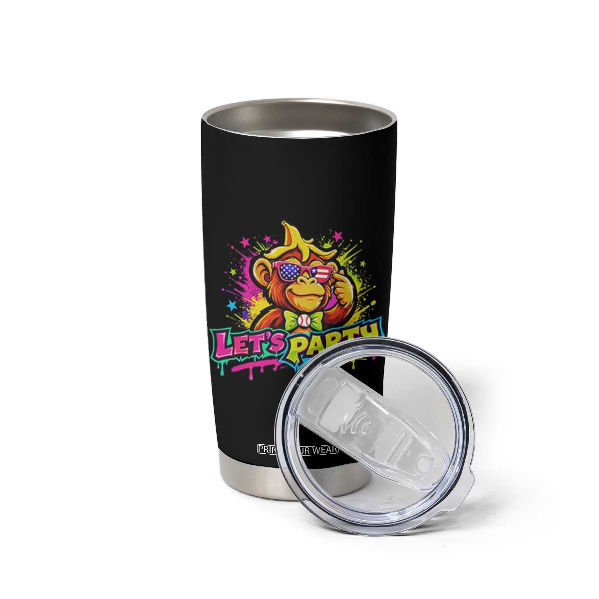 Lets Party Baseball Monkey Colorful Graphic Tumbler Cup American Flag Game Day Fans Ball Party Vibes TS02 Print Your Wear