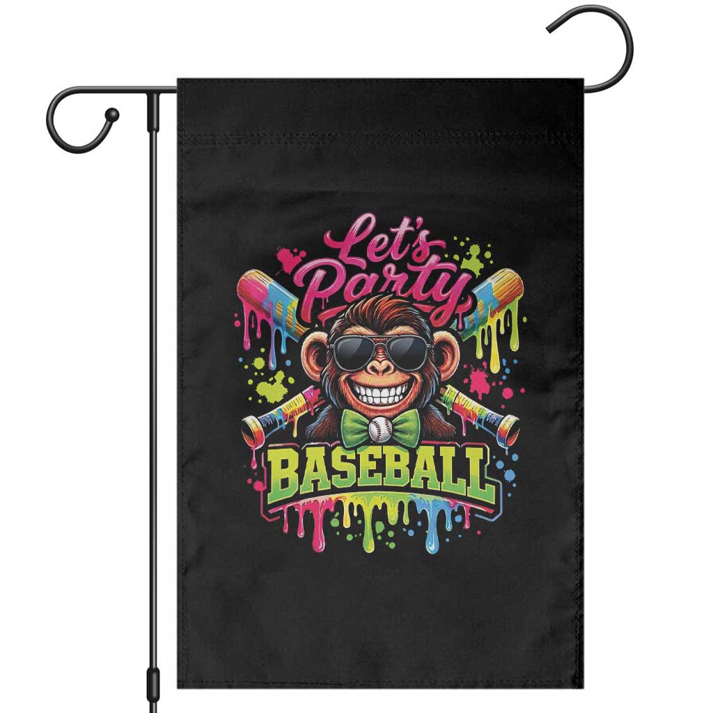 Lets Party Baseball Monkey Neon Dripping Graphic Garden Flag Funny Ball Party Game Day Fans TS02 Black Print Your Wear