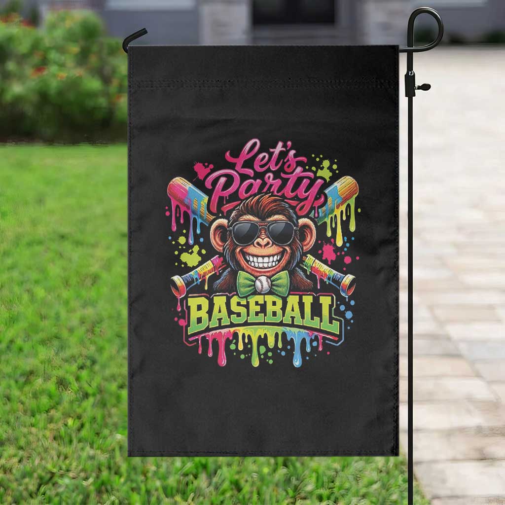 Lets Party Baseball Monkey Neon Dripping Graphic Garden Flag Funny Ball Party Game Day Fans TS02 Print Your Wear