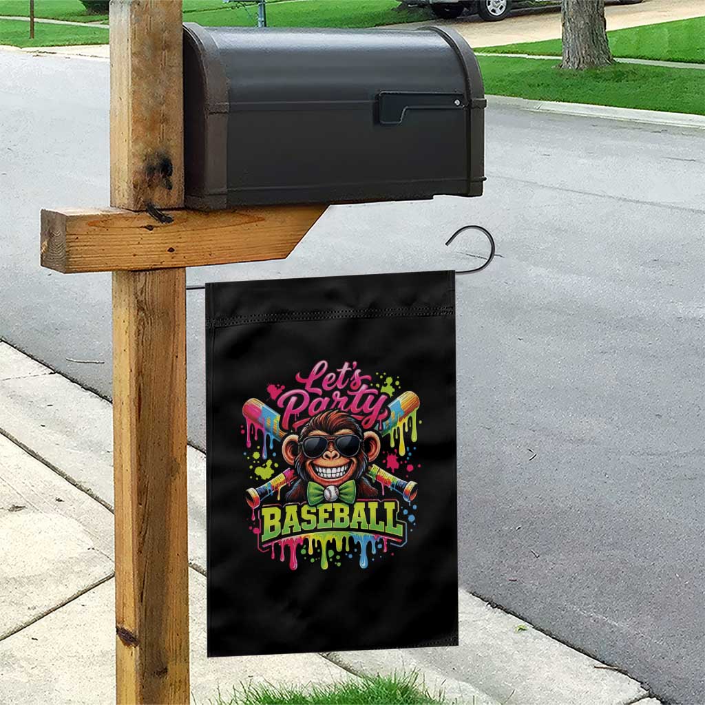 Lets Party Baseball Monkey Neon Dripping Graphic Garden Flag Funny Ball Party Game Day Fans TS02 Print Your Wear
