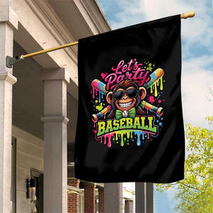 Lets Party Baseball Monkey Neon Dripping Graphic Garden Flag Funny Ball Party Game Day Fans TS02 Print Your Wear