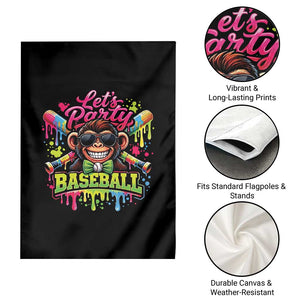 Lets Party Baseball Monkey Neon Dripping Graphic Garden Flag Funny Ball Party Game Day Fans TS02 Print Your Wear