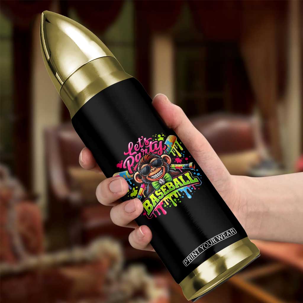 Lets Party Baseball Monkey Neon Dripping Graphic Bullet Tumbler Funny Ball Party Game Day Fans TS02 Print Your Wear