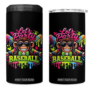 Lets Party Baseball Monkey Neon Dripping Graphic 4 in 1 Can Cooler Tumbler Funny Ball Party Game Day Fans TS02 One Size: 16 oz Black Print Your Wear