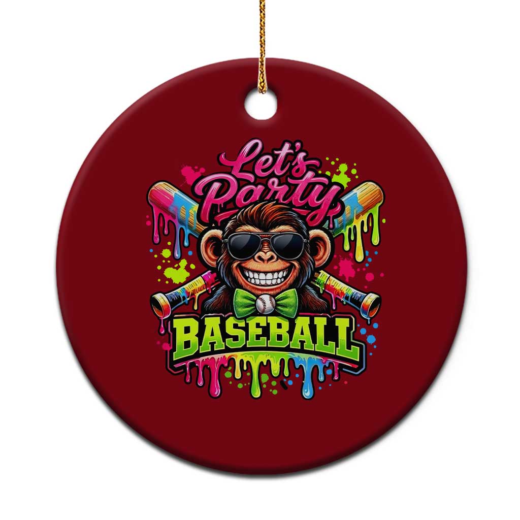 Lets Party Baseball Monkey Neon Dripping Graphic Ceramic Ornament Funny Ball Party Game Day Fans TS02 1pc Red Print Your Wear