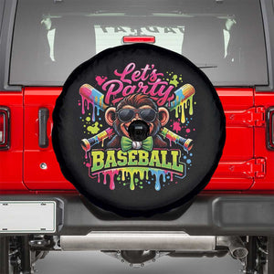 Lets Party Baseball Monkey Neon Dripping Graphic Spare Tire Cover Funny Ball Party Game Day Fans TS02 Black Print Your Wear