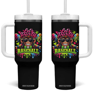 Lets Party Baseball Monkey Neon Dripping Graphic Tumbler With Handle Funny Ball Party Game Day Fans TS02 One Size: 40 oz Black Print Your Wear