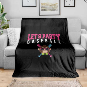 Let's Party Baseball Monkey Throw Blanket Ball Party Game Day Vibes TS02 Print Your Wear