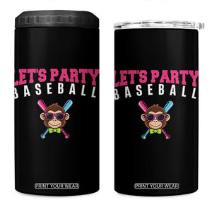 Let's Party Baseball Monkey 4 in 1 Can Cooler Tumbler Ball Party Game Day Vibes TS02 One Size: 16 oz Black Print Your Wear