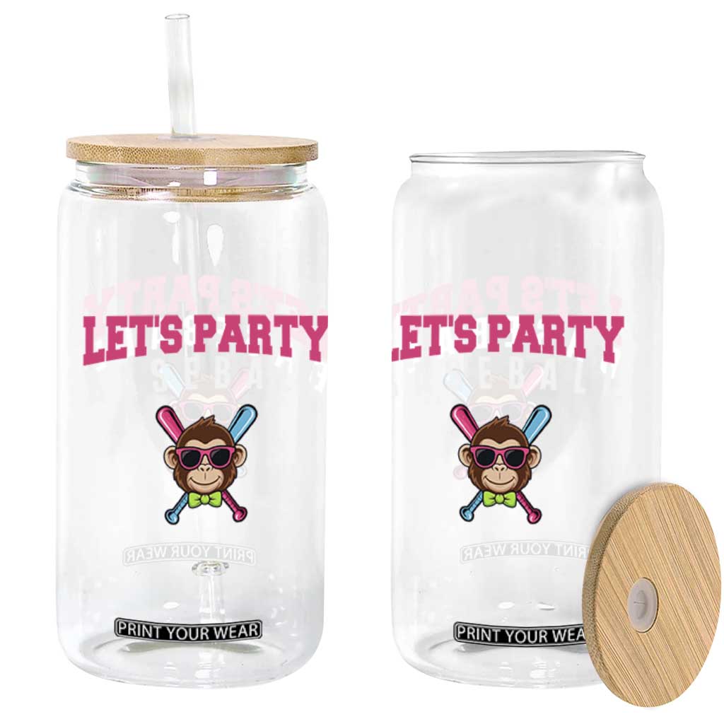 Let's Party Baseball Monkey Glass Can Ball Party Game Day Vibes TS02 Print Your Wear