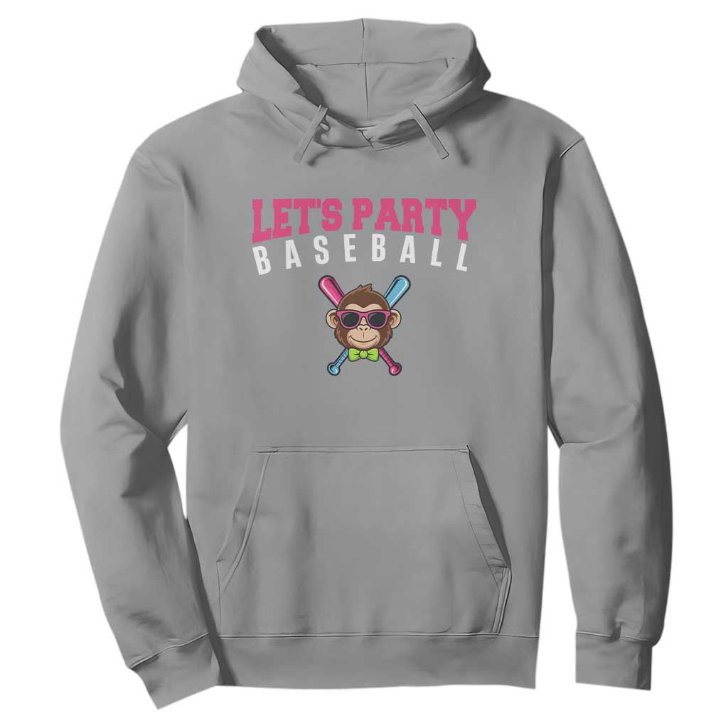 Let's Party Baseball Monkey Hoodie Ball Party Game Day Vibes TS02 Sport Gray Print Your Wear