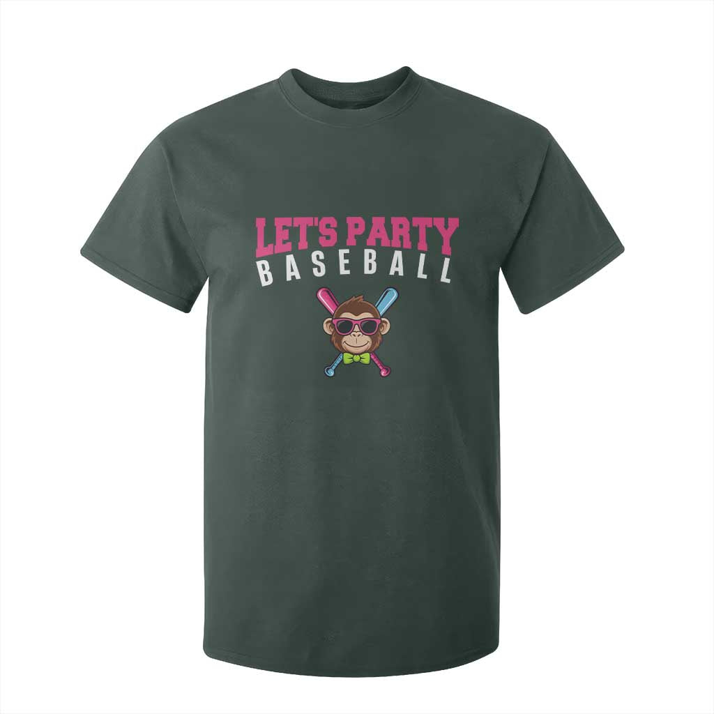Let's Party Baseball Monkey T Shirt For Kid Ball Party Game Day Vibes TS02 Dark Forest Green Print Your Wear