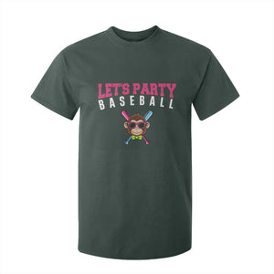 Let's Party Baseball Monkey T Shirt For Kid Ball Party Game Day Vibes TS02 Dark Forest Green Print Your Wear