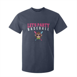 Let's Party Baseball Monkey T Shirt For Kid Ball Party Game Day Vibes TS02 Navy Print Your Wear