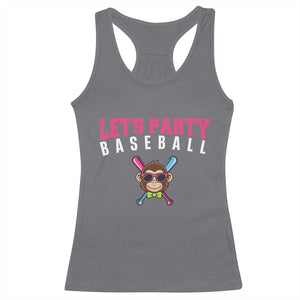 Let's Party Baseball Monkey Racerback Tank Top Ball Party Game Day Vibes TS02 Charcoal Print Your Wear