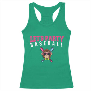 Let's Party Baseball Monkey Racerback Tank Top Ball Party Game Day Vibes TS02 Irish Green Print Your Wear