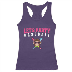Let's Party Baseball Monkey Racerback Tank Top Ball Party Game Day Vibes TS02 Purple Print Your Wear