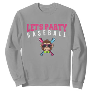 Let's Party Baseball Monkey Sweatshirt Ball Party Game Day Vibes TS02 Sport Gray Print Your Wear