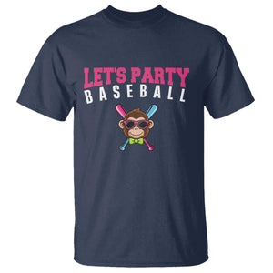 Let's Party Baseball Monkey T Shirt Ball Party Game Day Vibes TS02 Navy Print Your Wear