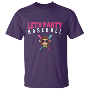 Let's Party Baseball Monkey T Shirt Ball Party Game Day Vibes TS02 Purple Print Your Wear