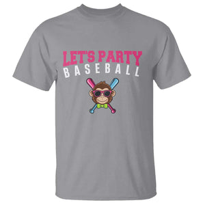 Let's Party Baseball Monkey T Shirt Ball Party Game Day Vibes TS02 Sport Gray Print Your Wear