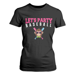 Let's Party Baseball Monkey T Shirt For Women Ball Party Game Day Vibes TS02 Black Print Your Wear