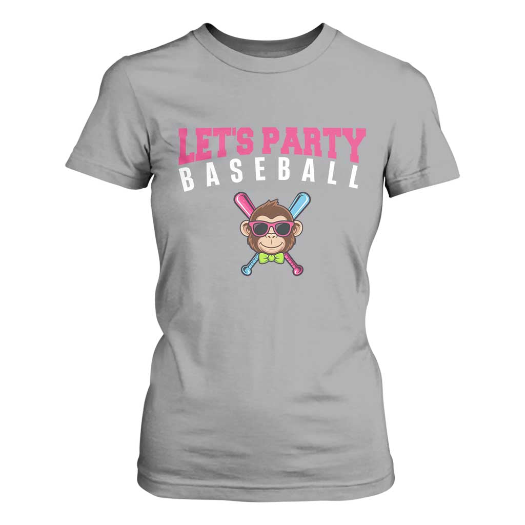 Let's Party Baseball Monkey T Shirt For Women Ball Party Game Day Vibes TS02 Sport Gray Print Your Wear