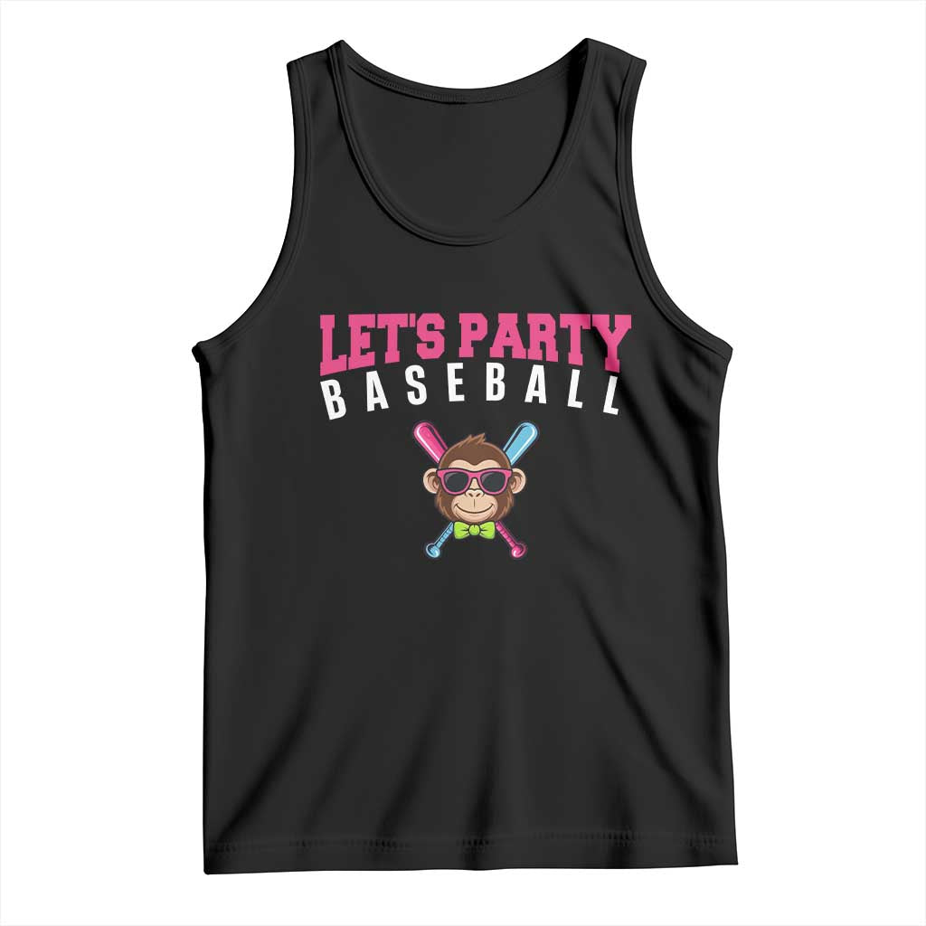Let's Party Baseball Monkey Tank Top Ball Party Game Day Vibes TS02 Black Print Your Wear
