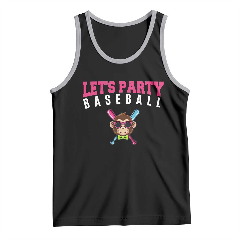 Let's Party Baseball Monkey Tank Top Ball Party Game Day Vibes TS02 Black Athletic Heather Print Your Wear