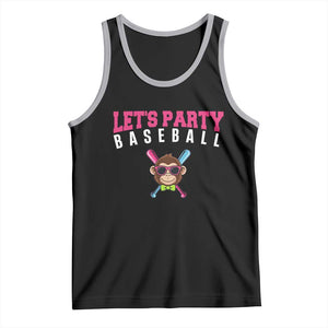 Let's Party Baseball Monkey Tank Top Ball Party Game Day Vibes TS02 Black Athletic Heather Print Your Wear
