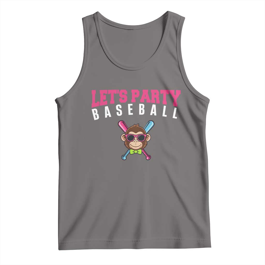 Let's Party Baseball Monkey Tank Top Ball Party Game Day Vibes TS02 Deep Heather Print Your Wear