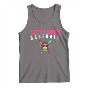 Let's Party Baseball Monkey Tank Top Ball Party Game Day Vibes TS02 Deep Heather Print Your Wear