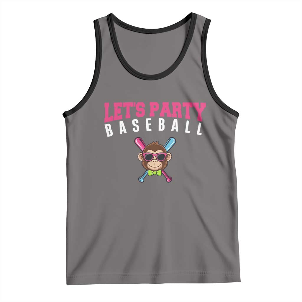 Let's Party Baseball Monkey Tank Top Ball Party Game Day Vibes TS02 Deep Heather Black Print Your Wear
