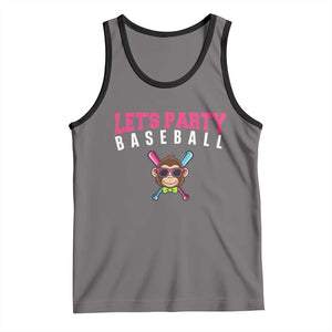 Let's Party Baseball Monkey Tank Top Ball Party Game Day Vibes TS02 Deep Heather Black Print Your Wear