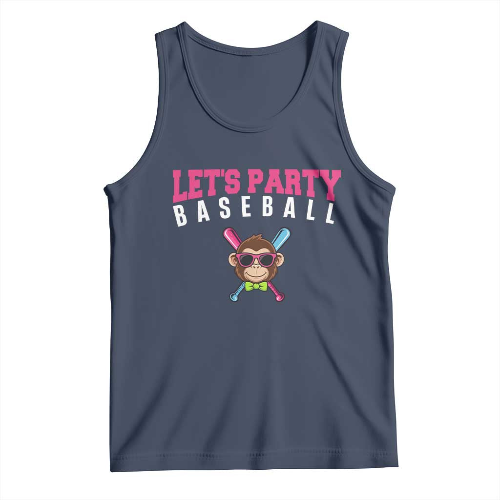 Let's Party Baseball Monkey Tank Top Ball Party Game Day Vibes TS02 Navy Print Your Wear