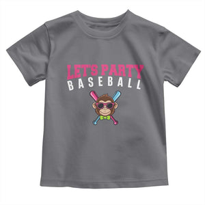 Let's Party Baseball Monkey Toddler T Shirt Ball Party Game Day Vibes TS02 Charcoal Print Your Wear