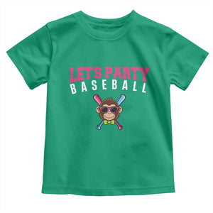 Let's Party Baseball Monkey Toddler T Shirt Ball Party Game Day Vibes TS02 Irish Green Print Your Wear