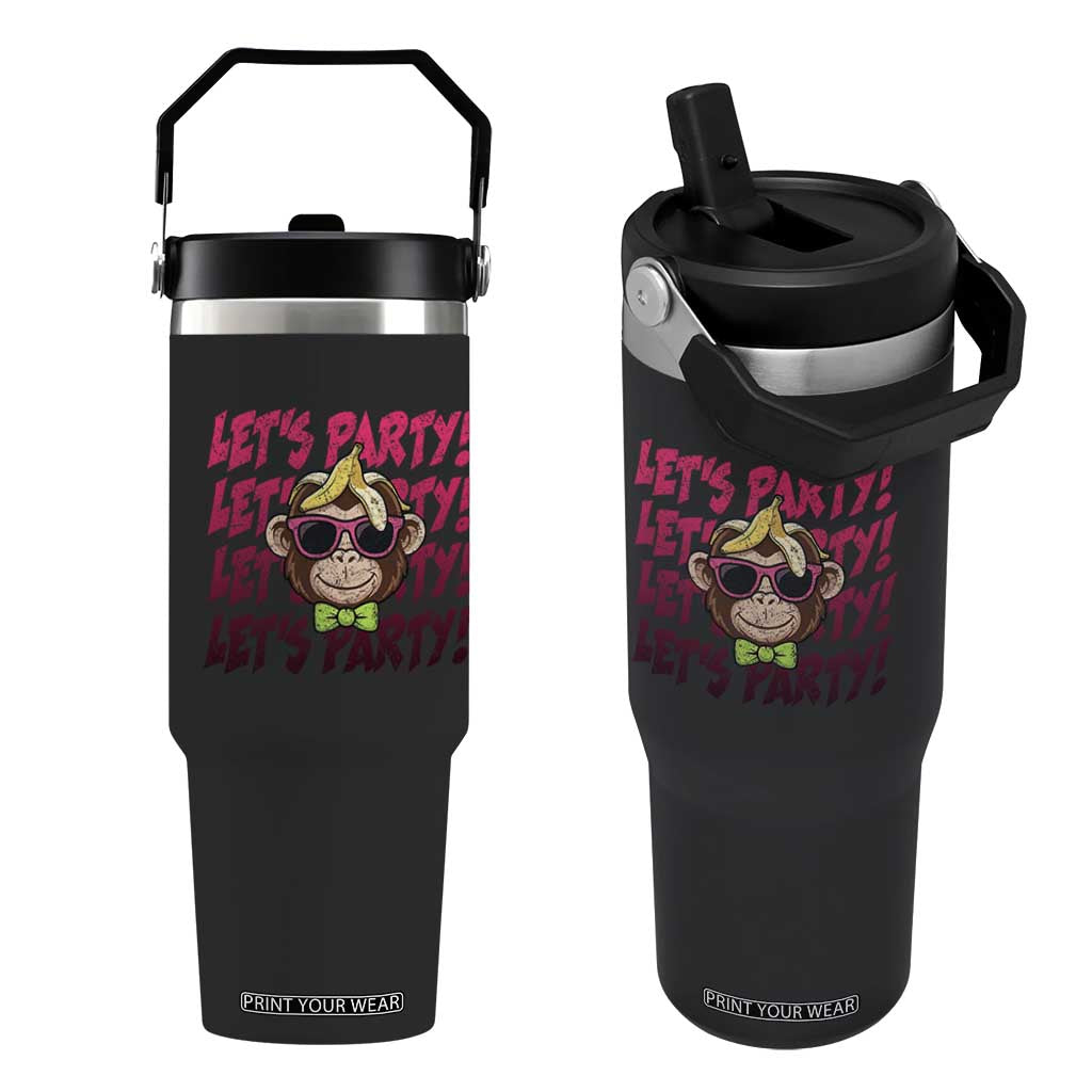 Lets Party Monkey Baseball Flip Straw Tumbler Funny Ball Party Game Day Fans TS02 One Size: 30 oz Black Print Your Wear