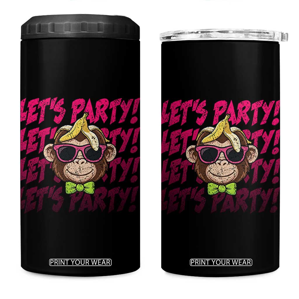 Lets Party Monkey Baseball 4 in 1 Can Cooler Tumbler Funny Ball Party Game Day Fans TS02 One Size: 16 oz Black Print Your Wear
