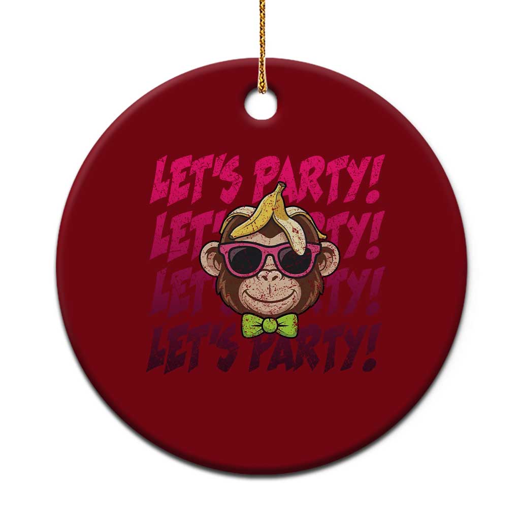 Lets Party Monkey Baseball Ceramic Ornament Funny Ball Party Game Day Fans TS02 1pc Red Print Your Wear