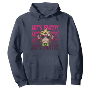 Lets Party Monkey Baseball Hoodie Funny Ball Party Game Day Fans TS02 Navy Print Your Wear
