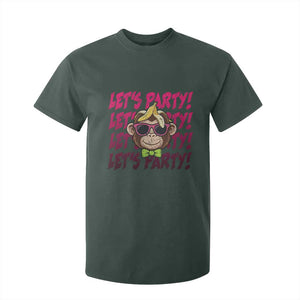 Lets Party Monkey Baseball T Shirt For Kid Funny Ball Party Game Day Fans TS02 Dark Forest Green Print Your Wear