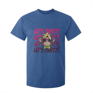 Lets Party Monkey Baseball T Shirt For Kid Funny Ball Party Game Day Fans TS02 Royal Blue Print Your Wear