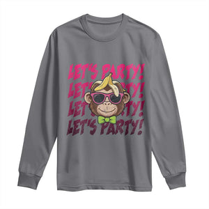 Lets Party Monkey Baseball Long Sleeve Shirt Funny Ball Party Game Day Fans TS02 Charcoal Print Your Wear
