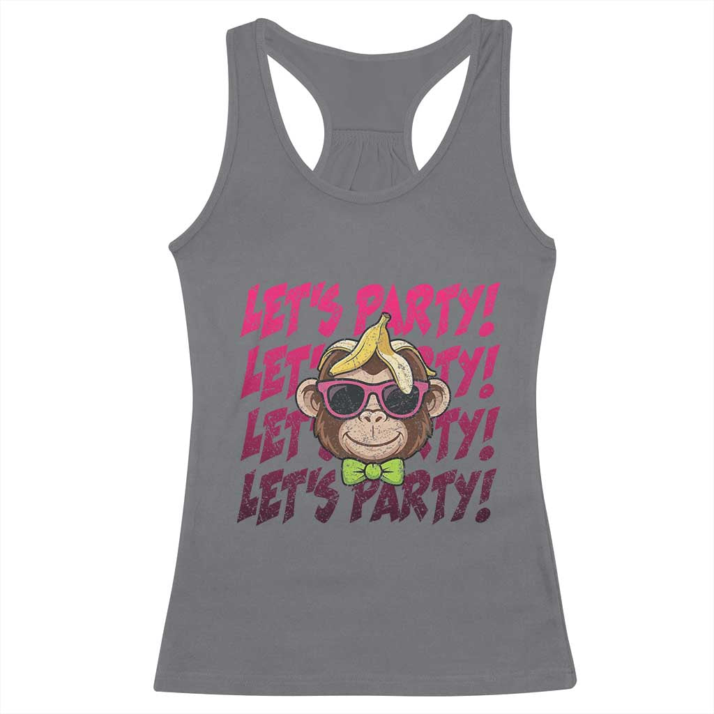 Lets Party Monkey Baseball Racerback Tank Top Funny Ball Party Game Day Fans TS02 Charcoal Print Your Wear